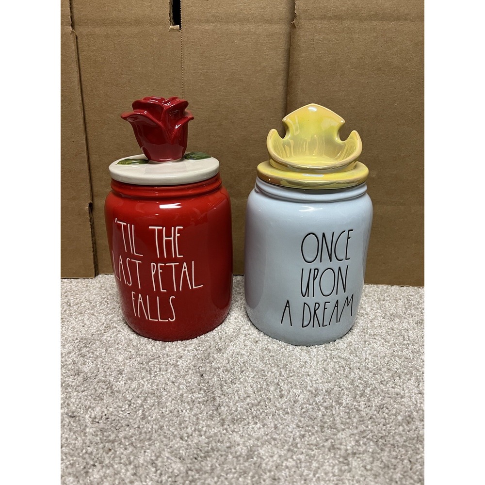 Rae Dunn 'TILL THE LAST PETAL‎ FALLS and ONCE UPON A DREAM canisters